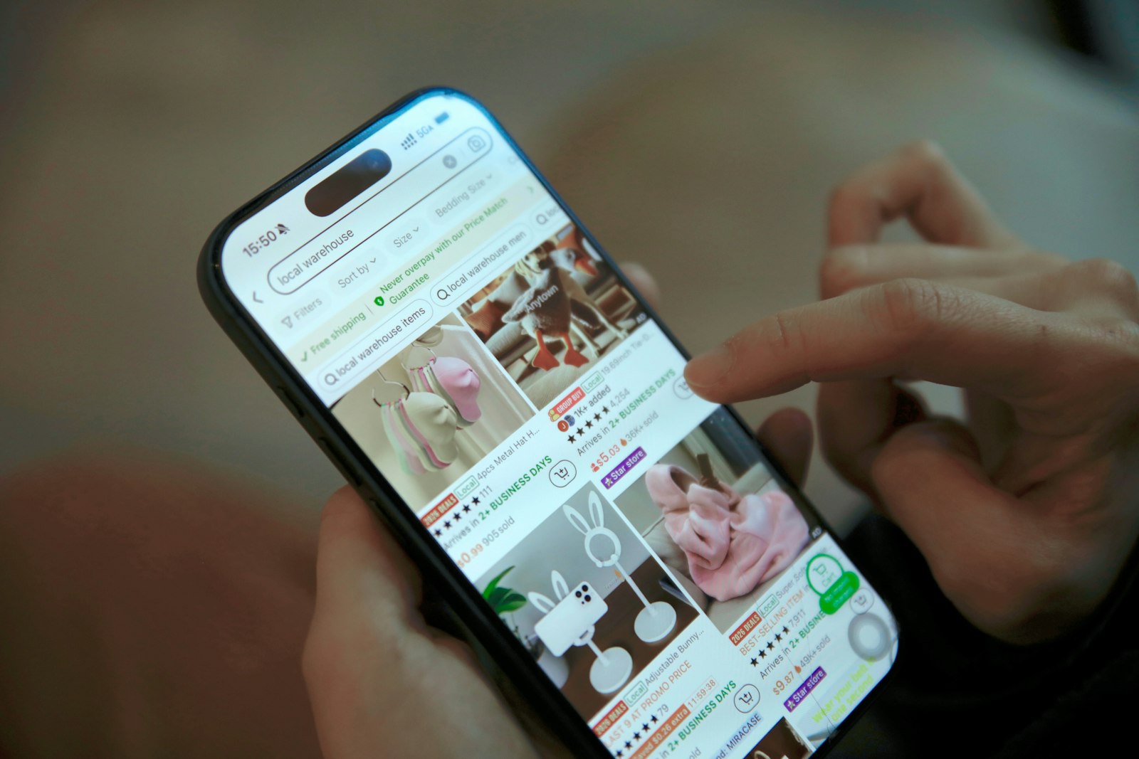 Shopper browsing an online store on a phone