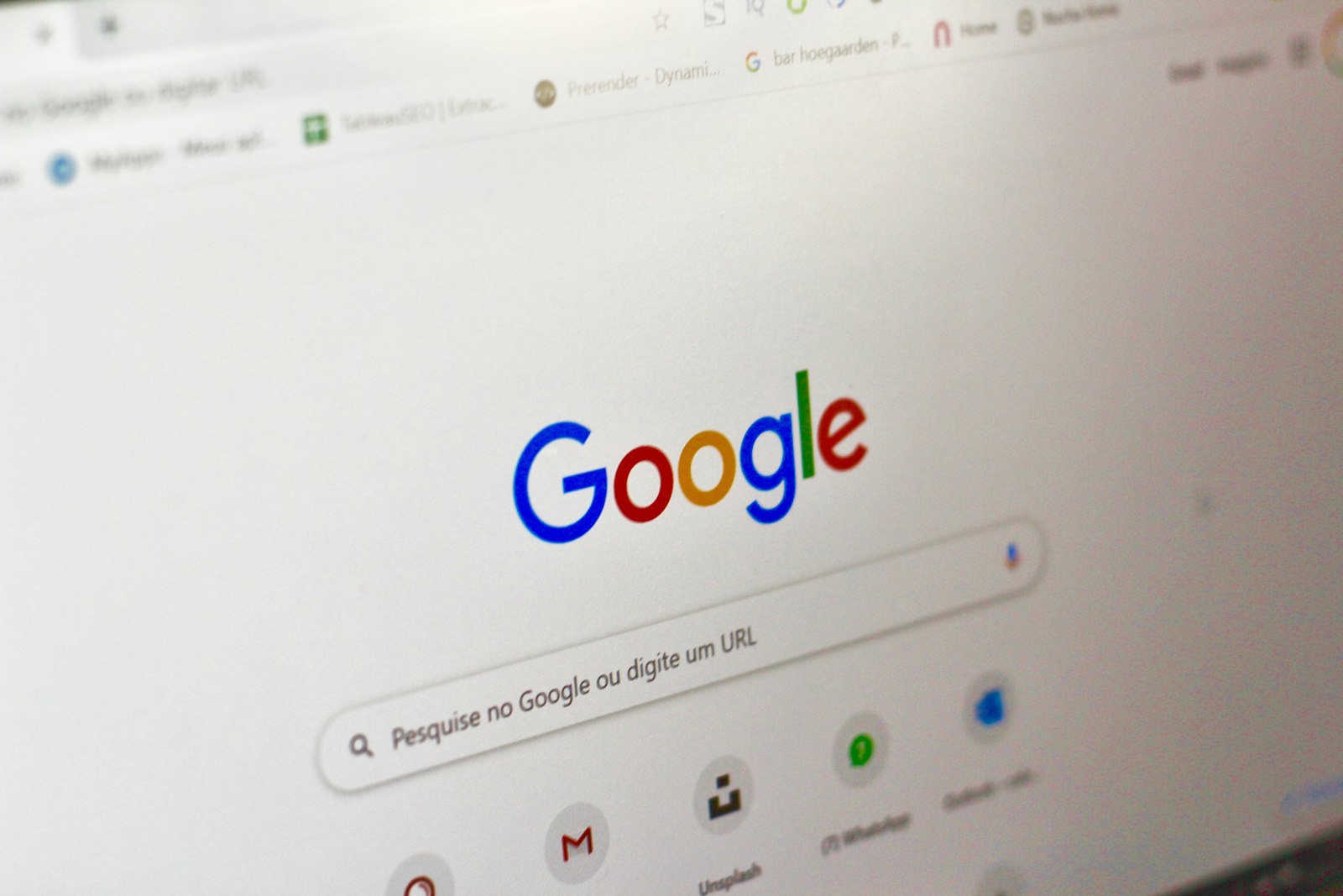 Google search results on a screen