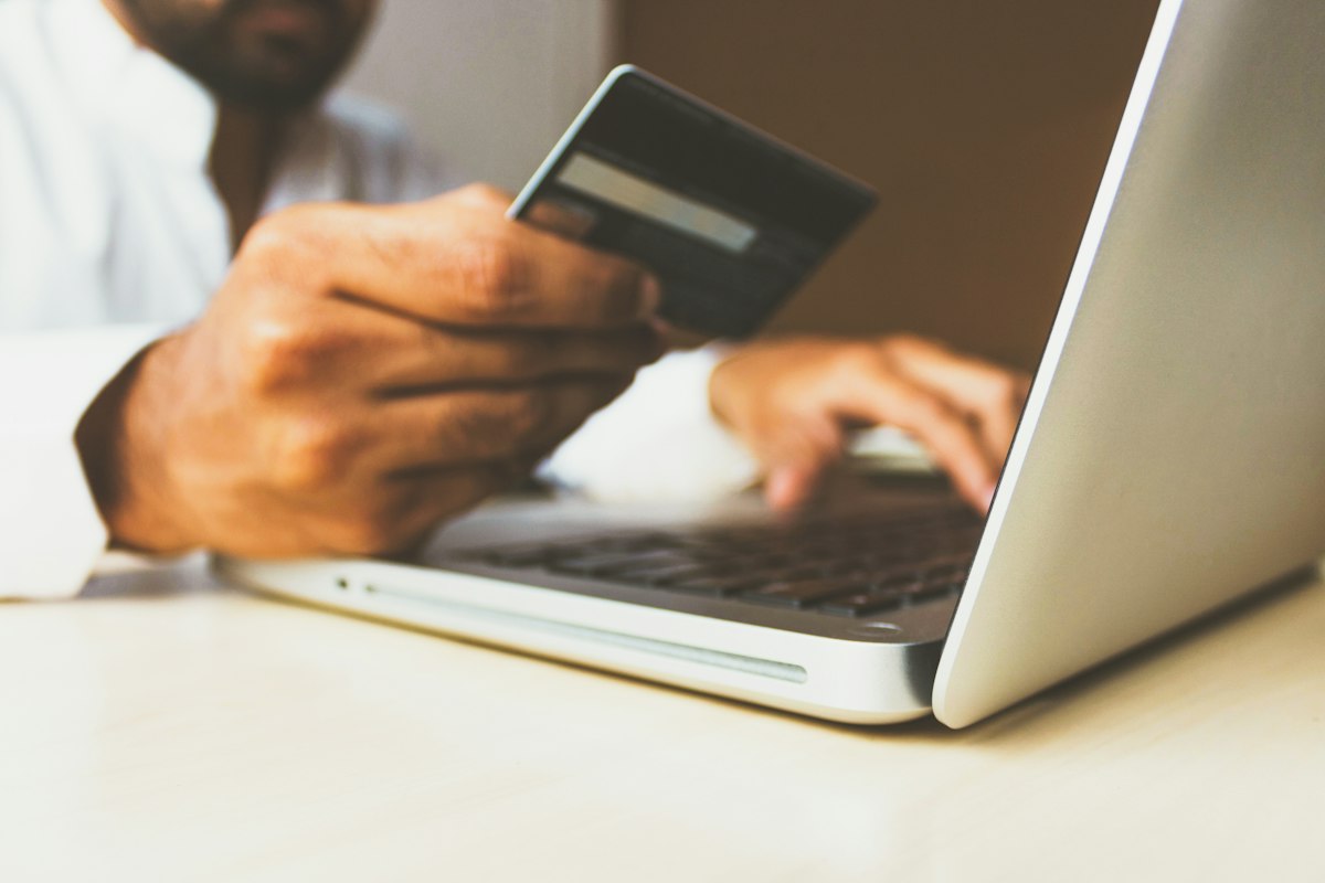 Customer checking out online with a card