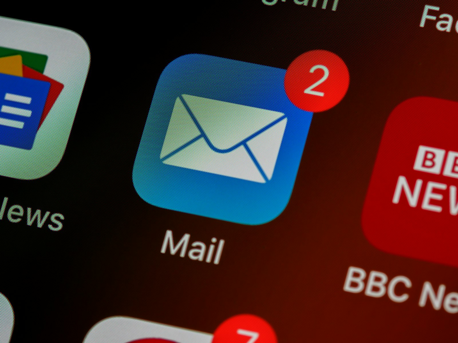 Mail app icon on a phone screen